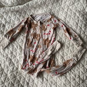 Bums & Roses Bamboo Convertible Romper in Christmas Gingerbread print